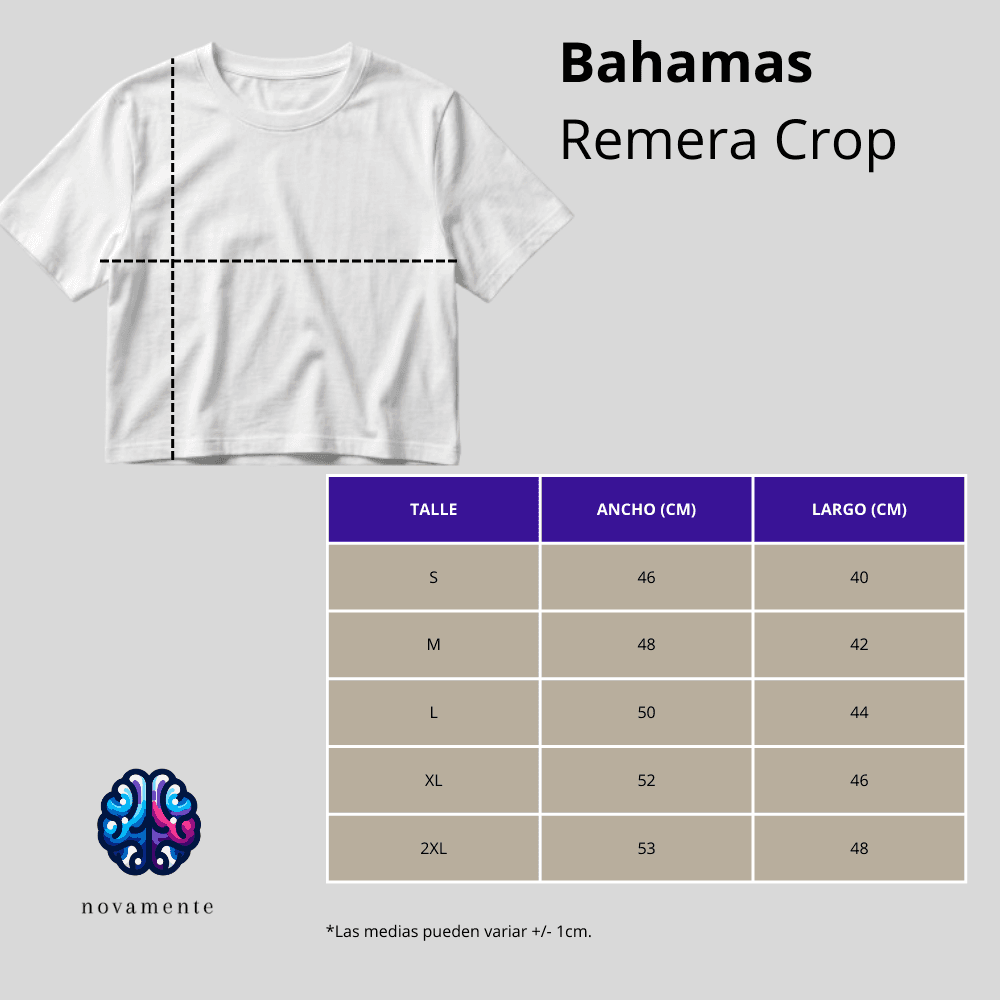 Remera Crop Mujer - Chocolate - Medidas