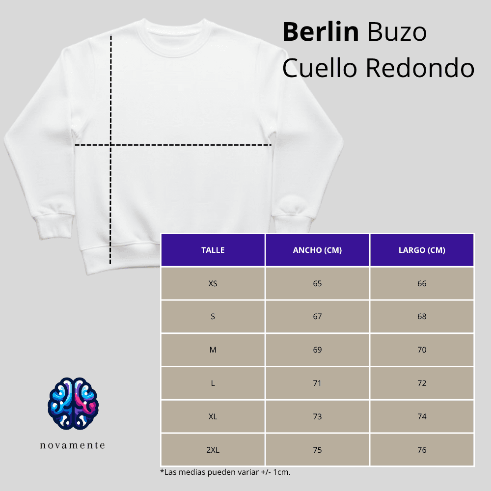 Buzo Cuello Redondo - Blanco - Medidas