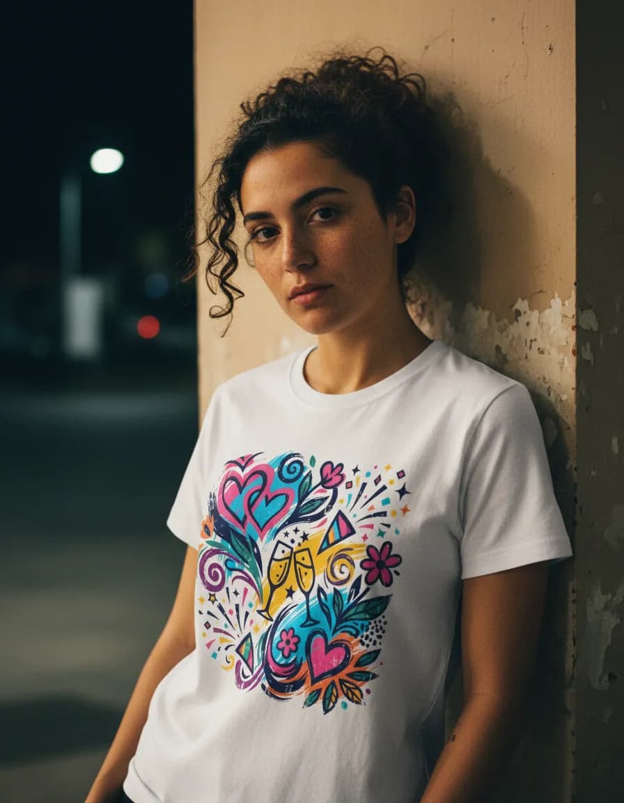 Remera blanca personalizada Novamente para despedida grupal