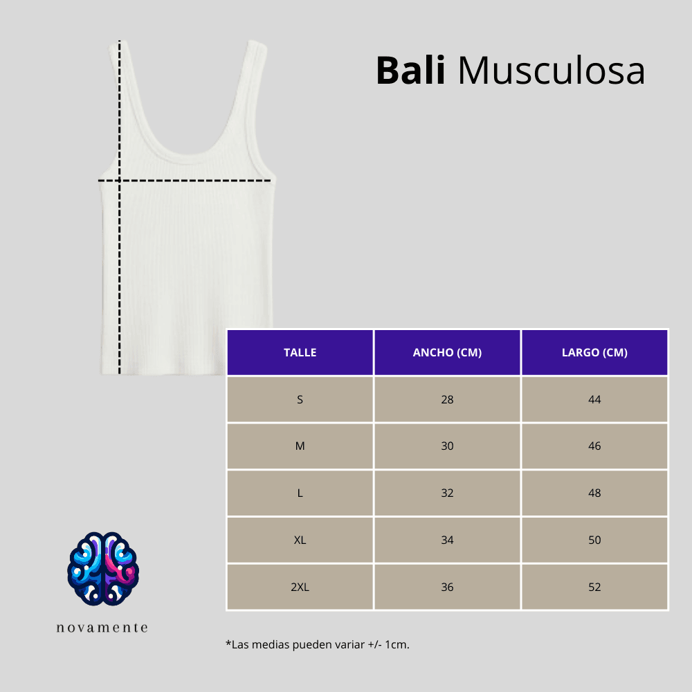 Tabla de medidas Musculosa Bali - Gris