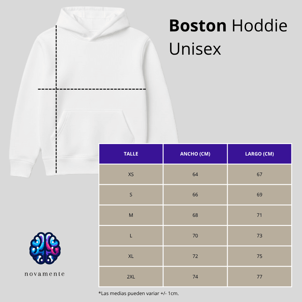 Tabla de medidas Buzo Hoodie Oversize - Blanco